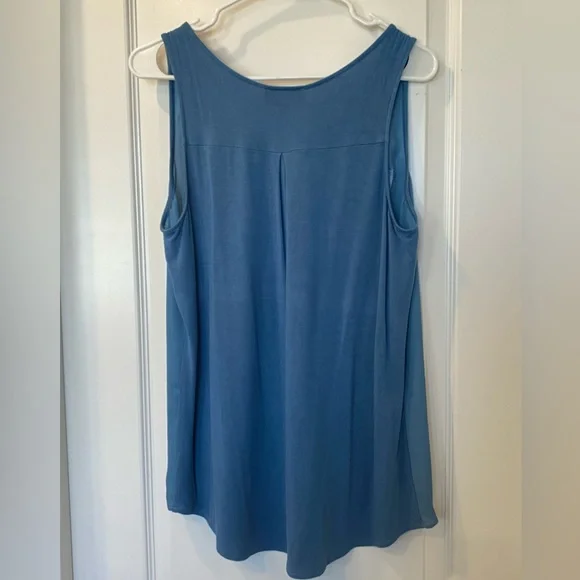Blue Lighton Zip Detail Mixed Material Blouse - Picture 2 of 3